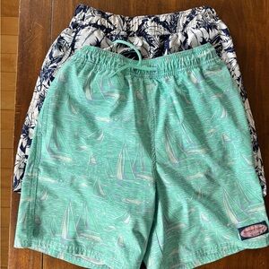 Vineyard Vines Boys Swim Trunks Bundle M 12-14 Sailboat Nautical + Navy Tropical